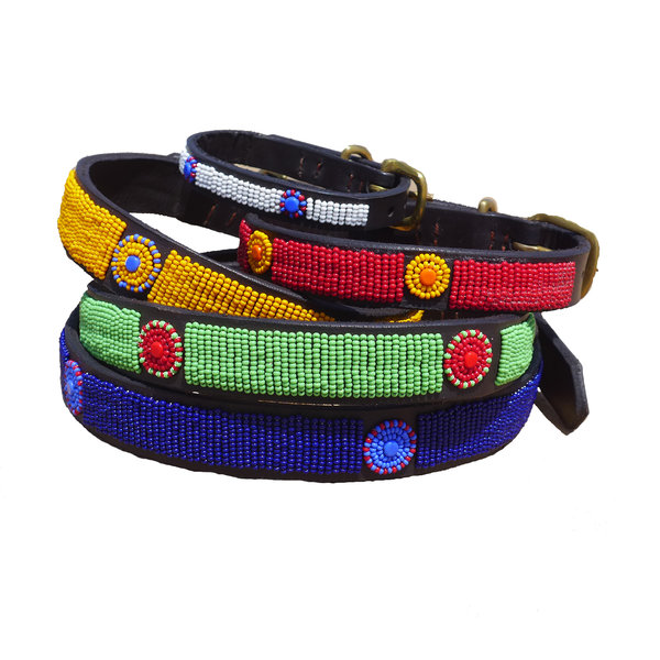Beaded Leather Dog Collars